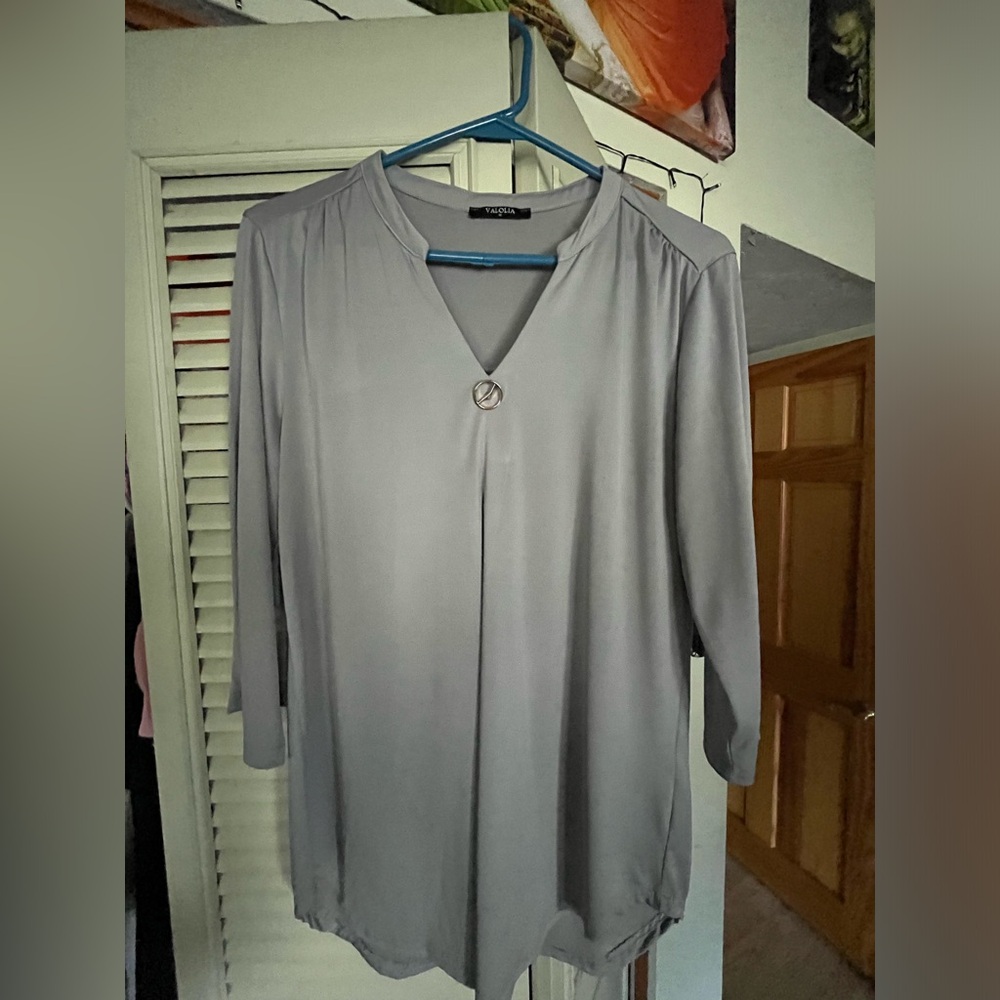 VALOLIA Womens Tops 3/4 Sleeve Shirts V Neck Blouses Dressy Casual Tunic Top